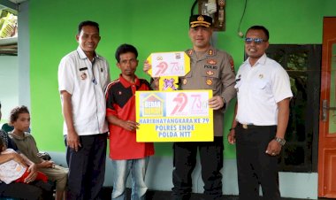 Hari-Bhayangkara-ke-79,-Kapolres-Ende-Bedah-Rumah-Bapak-Rovinus-Bagi-Seorang-Tukang-Ojek-Dengan-4-Anak