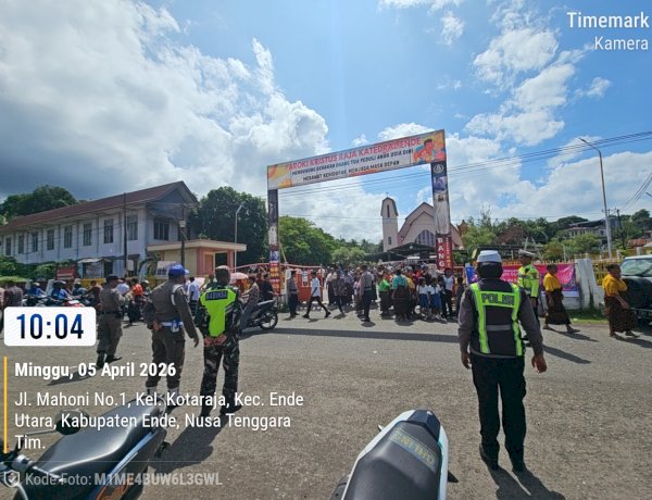 Pastikan Keamanan Ibadah Minggu Paskah, Kabag Ops Polres Ende Pantau Langsung Personel di Lapangan