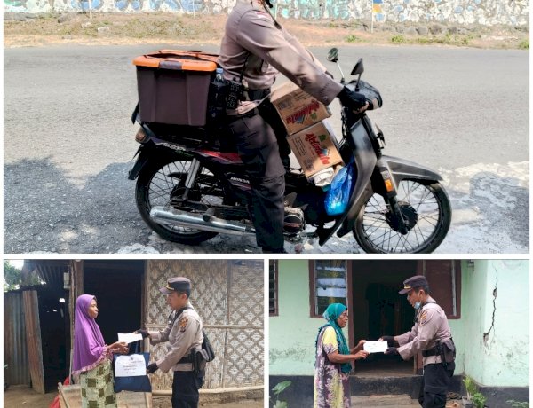 Polri Untuk Masyarakat, Kapolsek Ende Gunakan Sepeda Motor Bantu Warga Terdampak Gempa