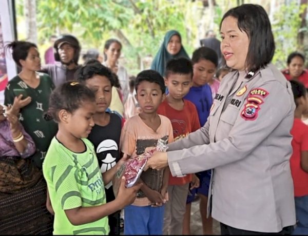 Keceriaan Anak Anak Pulih, Polwan Polres Ende Salurkan Bantuan Polwan RI dan Gelar Trauma Healing Usai Gempa Flores