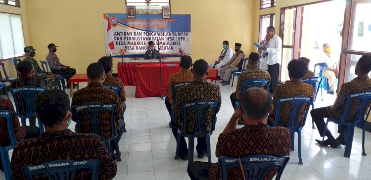 Kapolsek Hadiri Pelantikan Dan Pengambilan Sumpah Anggota BPD Desa Maurole, Desa Mausambi Dan Desa Ranokolo Selatan