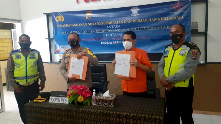 Kapolres Ende Tandatangani MoU Dengan PT. Pos Indonesia