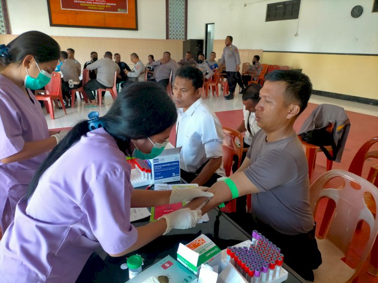 Cek Kondisi Kesehatan, Personil Polres Ende Melaksanakan Pemeriksaan Kesehatan Berkala Tahun 2023