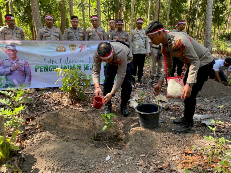 Polri Lestarikan Negeri Penghijauan Sejak Dini, Polres Ende Tanam 1.175 Anakan Pohon di Kabupaten Ende