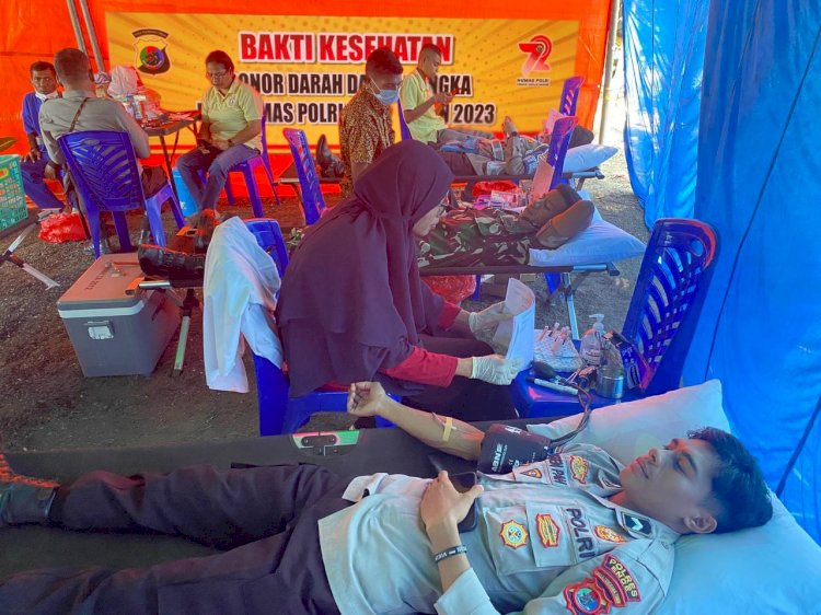 Sambut Hut Humas Polri ke-72, Polres Ende Gelar Bakti Kesehatan Donor Darah