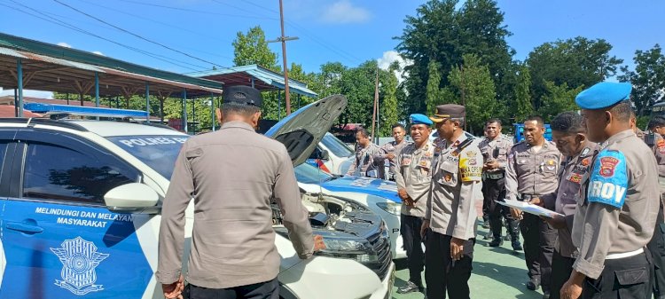 Menghadapi Pilkada 2024, Wakapolres Ende Cek Kondisi Seluruh Ranmor Alsus dan Almatsus milik Polres Ende