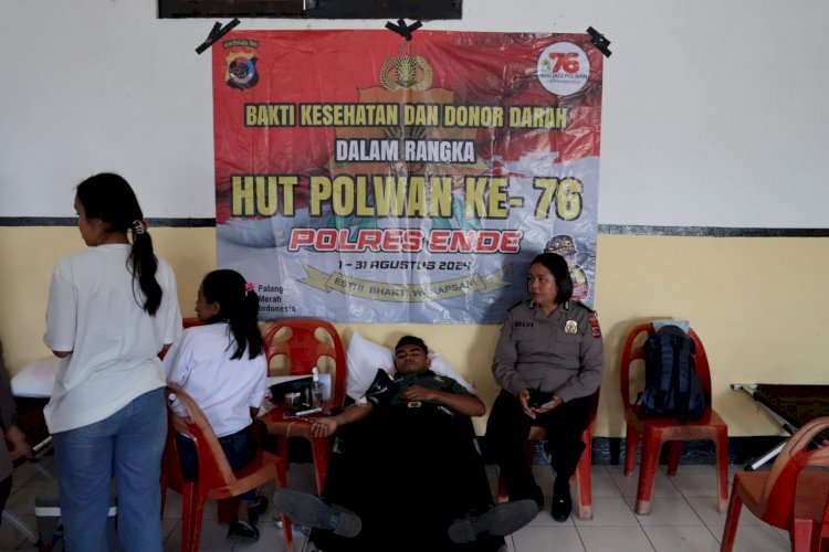 Sambut Hari Jadi Polwan ke-76, Srikandi Polwan Polres Ende Gelar Bakti Kesehatan Donor Darah