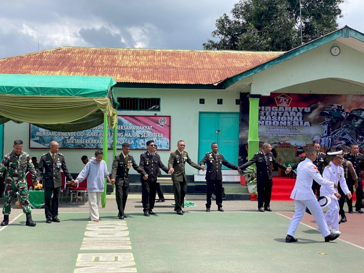 Perkuat Sinergitas TNI Polri, Tarian Adat Ja'i Dan Gawi, Warnai Rangkaian Acara Syukuran HUT TNI ke-79 Di Makodim Ende