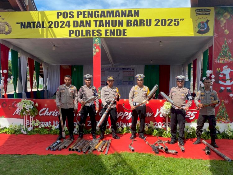 Polres Ende Amankan Puluhan Kenalpot Brong Dan Meriam Spritus