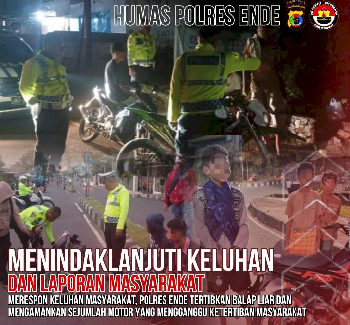 Respon Keluhan Masyarakat, Polres Ende Tertibkan Balap Liar, Sejumlah Motor Diamankan