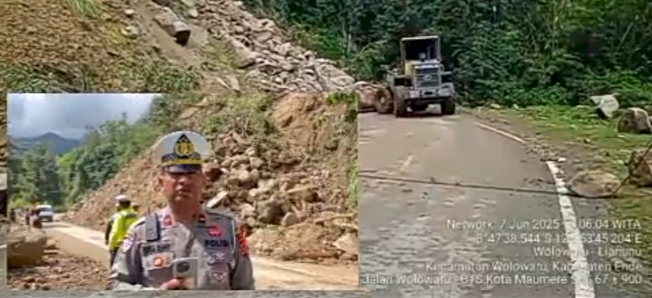 Polres Ende Polda NTT dan Instansi Terkait Sigap Tangani Longsor di Wolowaru