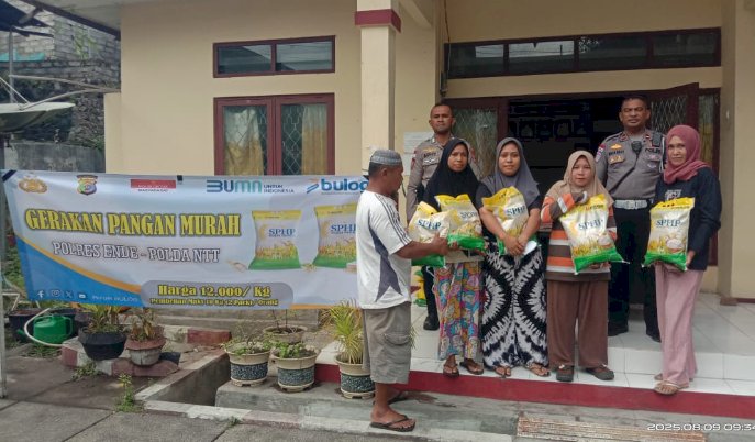 Polres Ende Salurkan 24 Ton Beras dalam Program Gerakan Pangan Murah