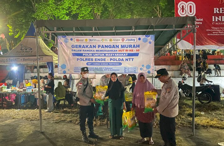 Polres Ende Meriahkan Pesta Rakyat HUT RI ke-80 dengan Gerakan Pangan Murah
