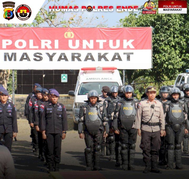Kapolres Ende dan Dandim 1602 Pimpin Apel Persiapan Pengamanan Aksi Damai