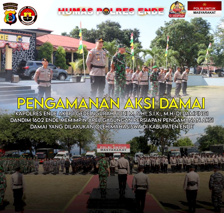 Kapolres Ende dan Dandim 1602 Pimpin Apel Persiapan Pengamanan Aksi Damai