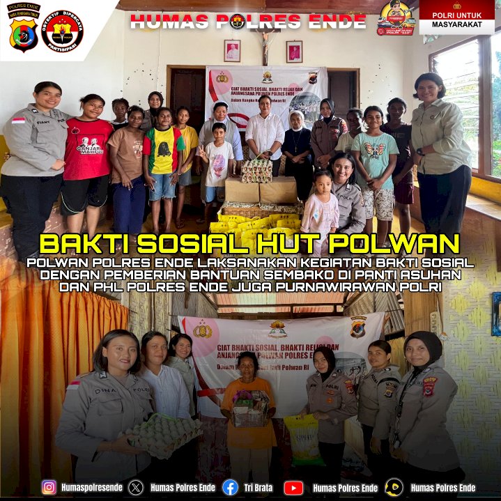 Polwan Polres Ende Gelar Bakti Sosial dalam Rangka HUT ke-77 Polwan RI