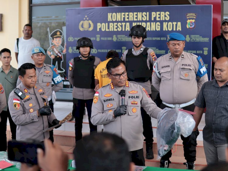 Tersangka Kasus Pembunuhan Seorang Pedagang Semangka ditangkap, Kapolresta Kupang Kota Lakukan Konfrensi Pers