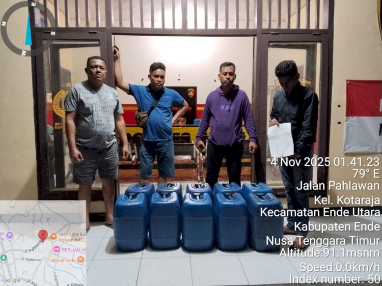 Operasi Senyap, Polres Ende Sita Ratusan Liter Moke Ilegal dari Jalur Ende Bajawa