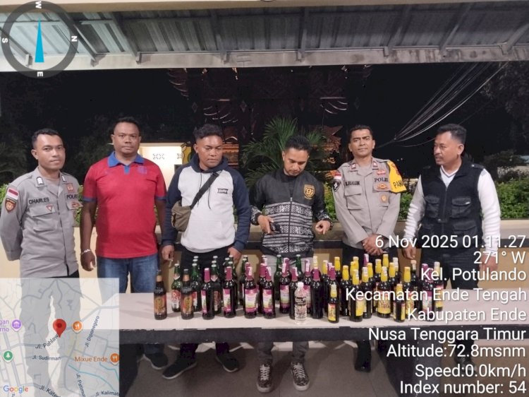 Polres Ende Kembali Amankan Puluhan Liter Miras Berbahaya dalam Operasi KRYD