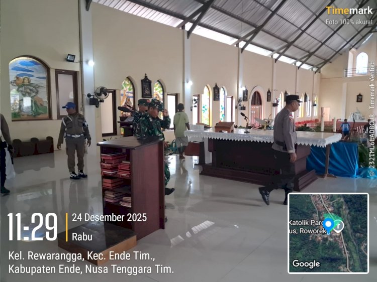 Jamin Keamanan Ibadah Malam Natal, Personel Gabungan Ops Lilin Turangga 2025 Polres Ende Cek Kondisi Gereja di 11 Titik Kota Ende
