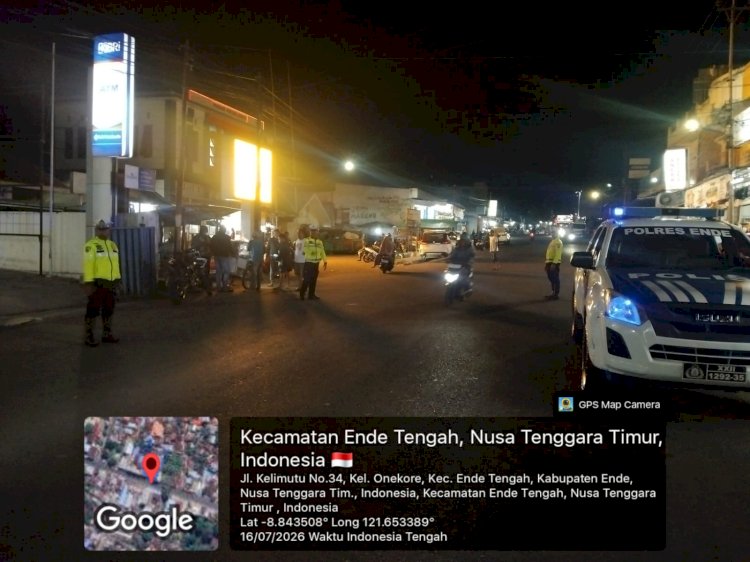 Cegah Balap Liar dan Laka Lantas, Satlantas Polres Ende Intensifkan Patroli Blue Light Malam Hari