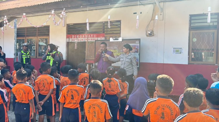 Polwan Polres Ende Polda NTT Gelar Trauma Healing, Keceriaan Siswa SD Inpres Tetandara Pecah