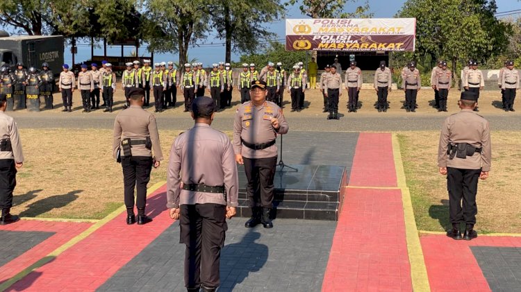 Apel Siaga Antisipasi Aksi Unjuk Rasa 2 Tahun Kabinet Merah Putih, Kapolres Ende Tekankan Prinsip Zero Defect